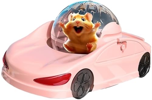 THUCHENYUC Laufrad for Hamster, Hamster-Rollball Sportwagen Kleines Haustier-Spielzeugauto Laufrad Geräuschlos Laufrad Auto Hamster-Laufball Lustiger Transparenter Ball(Pink) von THUCHENYUC