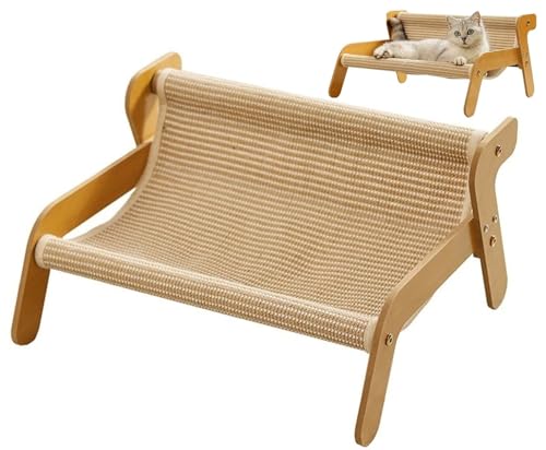 The Claw Lounge, 2-in-1-Katzenkratzbrett Und Liege, Schaukel-Katzenkratzbrett, Verschleißfestes Kratzbrett, Loungesessel, Haustierbetten for Hauskatzen, Katzen-Sisalstuhl(Linen Style) von THUCHENYUC