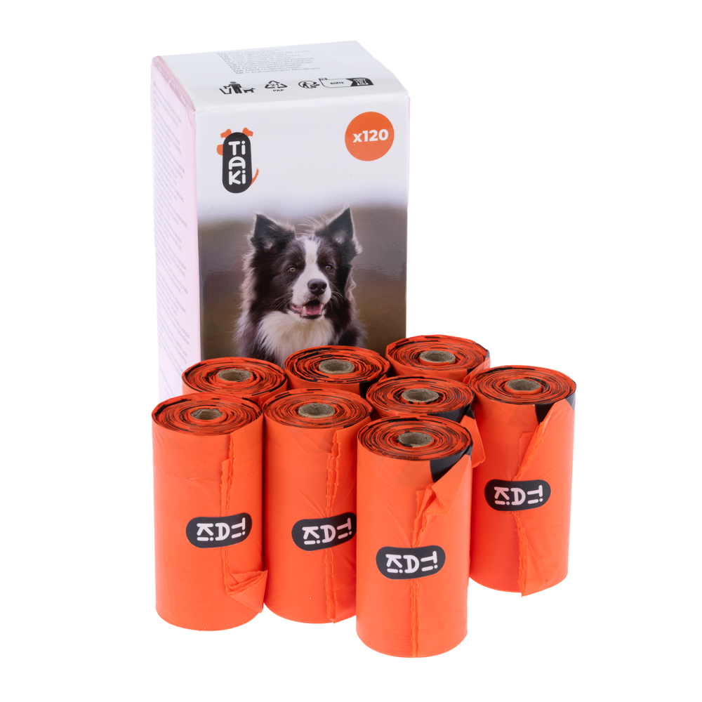 TIAKI Biologisch abbaubare Hundekotbeutel - 8 Rollen à 15 Beutel (120 Beutel) von TIAKI