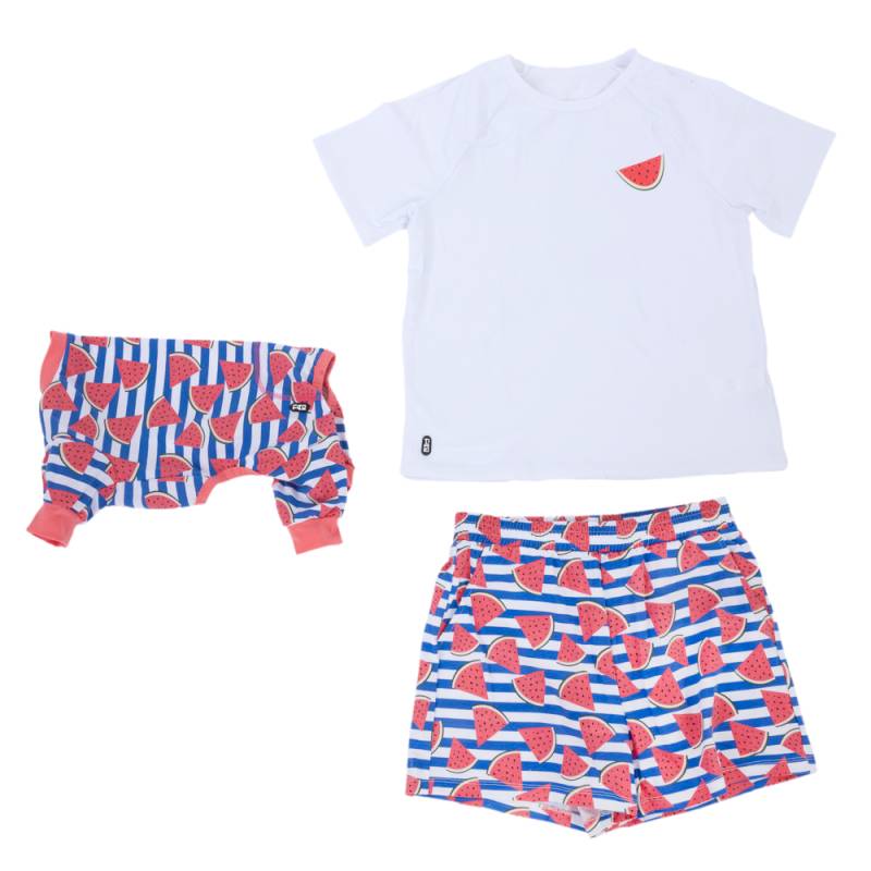 TIAKI Pet & Parent Pyjama im Partnerlook, Melone - Pyjama für Hundeeltern Größe L + passendes Hundeshirt Rückenlänge 30 cm von TIAKI