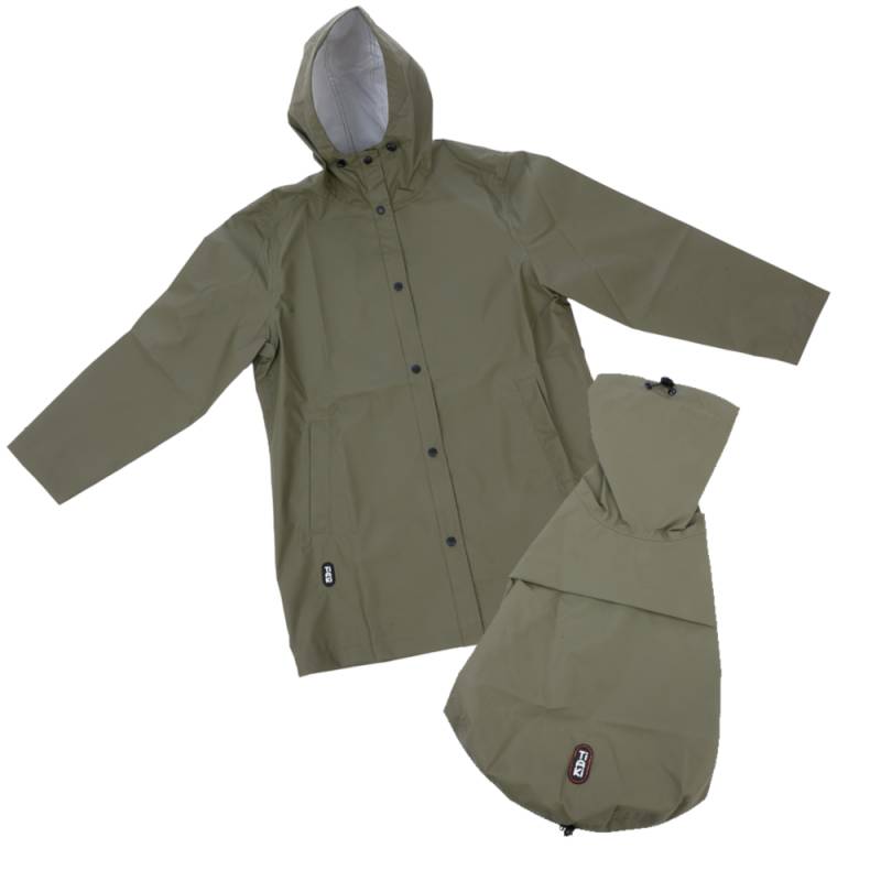 TIAKI Pet & Parent Regenmantel im Partnerlook -Regenmantel für Hundeeltern L/XL + passender Hundemantel Rückenlänge 30 cm von TIAKI