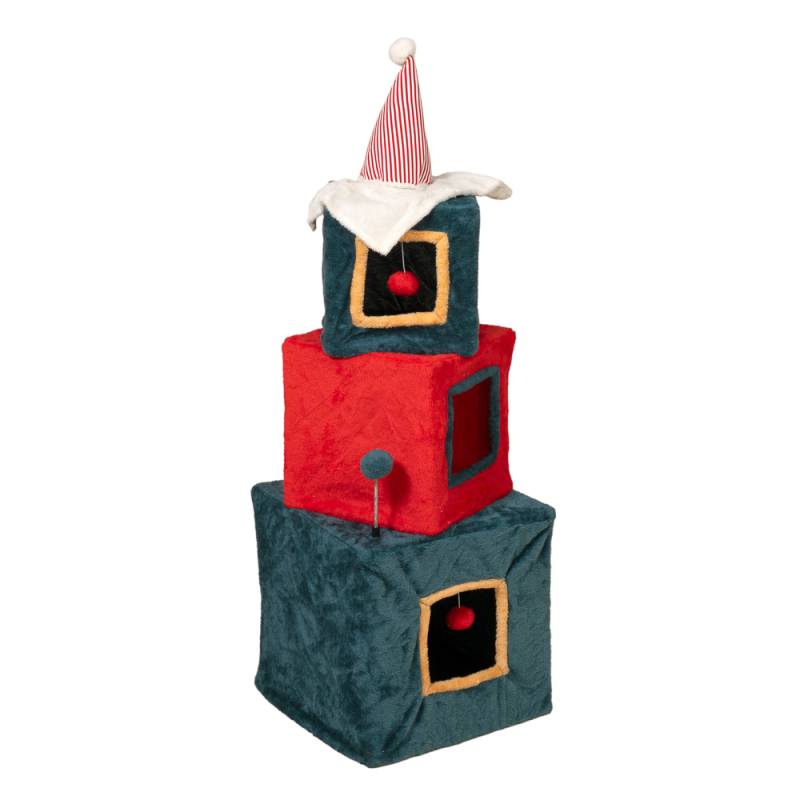 TIAKI Weihnachtlicher Geschenketurm für Katzen - grün / rot von TIAKI