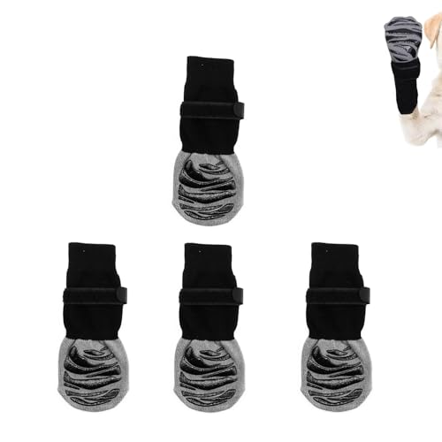 TIANLIN Hundesocken Anti Rutsch, Doppelseitig rutschfest Geräuschlos Hunde Socken mit Verstellbarem Klettverschluss, Größe L 17,5 bis 22,5 kg Hundeschuhe Pfotenschutz Outdoor, Pfotenschutz Hund von TIANLIN