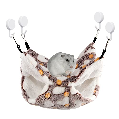 TIANNAIT Hamster-Hängematte Mit 4 Haken - Doppellagige Haustierkäfig-Hängematte, Schlafsack für Eichhörnchen und Hamster von TIANNAIT