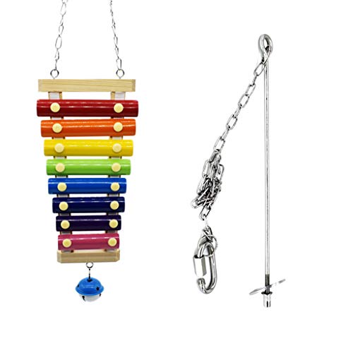 TIANQUXNGI 2 x Hühner-Xylophon-Spielzeug mit Glocken, 8 Metallschlüsseln, Hühner-Spieß-Futterspieß TIANQUXNGI 2 x Hühner-Xylophon-Spielzeug mit Glocken, 8 Metallschlüsseln, Hühner-Spieß-Futterspieß von TIANQUXNGI