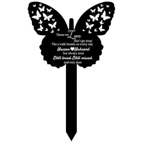 TIANXUAN Gedenktafel aus Acryl, Gedenkschild, Gedenkschild, Garten, Gedenkdekoration, "Those We Love Do Not Go Away", Schmetterlingsform, Löwenzahn, Garten, Friedhof, Grabstab TIANXUAN Gedenktafel aus Acryl, Gedenkschild, Gedenkschild, Garten, Gedenkdekoration, "Those We Love Do Not Go Away", Schmetterlingsform, Löwenzahn, Garten, Friedhof, Grabstab von TIANXUAN