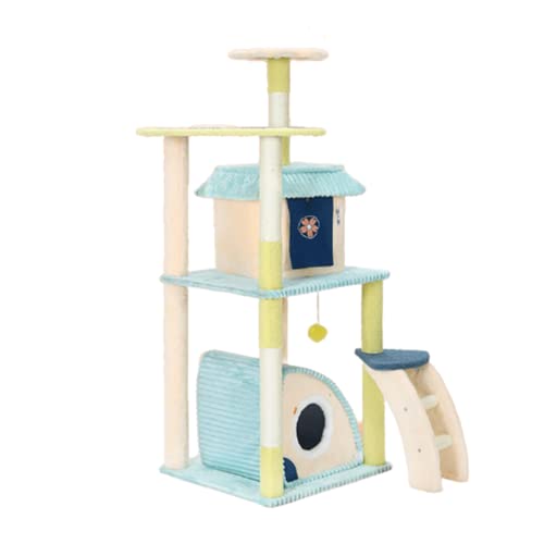 TIANYIA Katzenhaus Multifunktions-Katzenbaum, Innenbereich, mehrstufige Haustiermöbel für Katzen, niedlicher Katzen-Aktivitätsturm mit hängendem Ball, Spielzeug für Spielgeschenke von TIANYIA