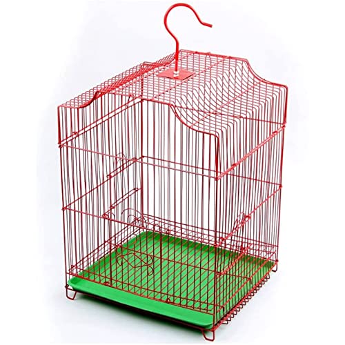 TIANYIA Transportkäfig Metall Rot Vogelkäfig Rechteck Vogelkäfig für kleine und mittelgroße Vögel Hängender Flugvogelkäfig mit einfacher Reinigungswanne Universal von TIANYIA