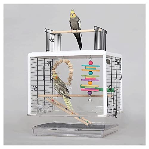 TIANYIA Vogelkäfig für Haustiere, transparent, Acryl, groß, Vogelkäfig für Papageien, tragbar, mit leicht zu reinigender Schublade von TIANYIA