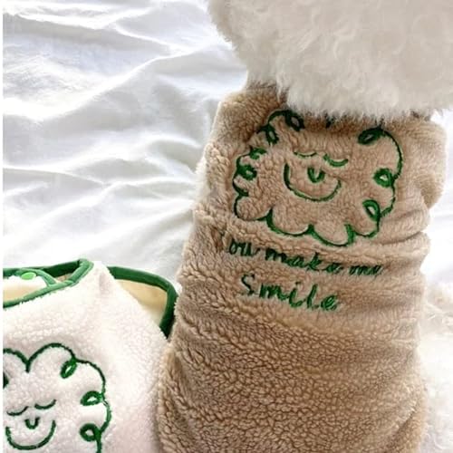 TIANZO Weiße lächelnde Hundekleidung Herbst- und Winterkleidung Warme Haustierweste Welpe Offenes Hemd Modebaumwollkleidung Weiche Haustierkleidung von TIANZO