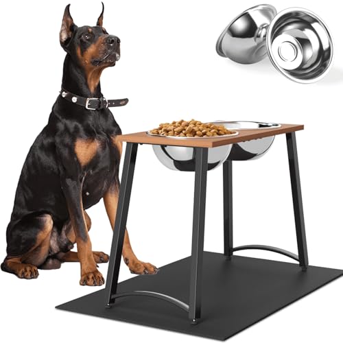 TIDANT Erhöhte Hundenäpfe für große Hunde, extra große Rassen, mit auslaufsicherer Matte, Zwei 3000 ml (13 Tassen), Stabiler erhöhter Hundenapf, 46 cm hoher Hundenapf, Ständer für XXL Hunde von TIDANT