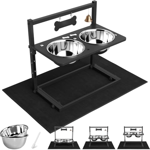 TIDANT Erhöhte Hundenäpfe mit Matte, verstellbare Höhe 10,9 - 30,8 cm, zwei 1,7 l Edelstahl-Futter- und Wassernäpfe, erhöhter Metallständer für große, mittelgroße Hunde TIDANT Erhöhte Hundenäpfe mit Matte, verstellbare Höhe 10,9 - 30,8 cm, zwei 1,7 l Edelstahl-Futter- und Wassernäpfe, erhöhter Metallständer für große, mittelgroße Hunde von TIDANT