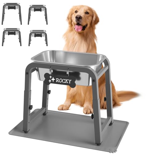 TIDANT Erhöhter großer Wassernapf für Hunde mit Matte, 4 Stück, höhenverstellbar, 30,5–43,2 cm, erhöhter Wassernapf, Ständer für große Rassen von TIDANT