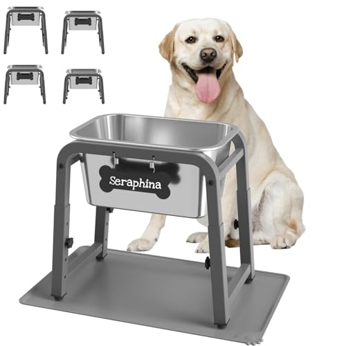 TIDANT Erhöhter großer Wassernapf für Hunde mit Matte, 7,8 l, 10,2 cm, höhenverstellbar, 33–50,8 cm, erhöhter Wassernapf für große Rassen von TIDANT