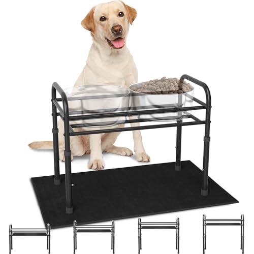 TIDANT Verstellbarer erhöhter Futterständer für Hunde mit Matte für große und große Hunde, 4 Höheneinstellungen (22,1 cm - 34 cm), kompatibel mit 15,2 cm - 22,1 cm großen Näpfen (Schalen nicht im von TIDANT