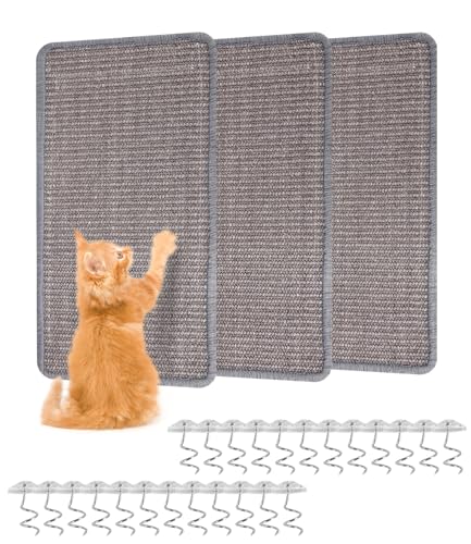 TIDEVAN 3 Stück Sisal Katzen Kratzmatte zum Kleben Kratzmatte Katze Sisal Teppich Kratzmatte Katze Wand 50 x 25 cm Teppich Katzen Kratzbrett Wand Klettverschluss für Schützt Sofa Teppiche Wand (Grau) TIDEVAN 3 Stück Sisal Katzen Kratzmatte zum Kleben Kratzmatte Katze Sisal Teppich Kratzmatte Katze Wand 50 x 25 cm Teppich Katzen Kratzbrett Wand Klettverschluss für Schützt Sofa Teppiche Wand (Grau) von TIDEVAN