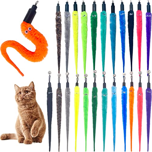 TIENAILING Katzenwurm-Spielzeug Nachfüllpackung Katzenspielzeug Zauberstab Ersatzwürmer, 24 Stück Katzenwürmer-Nachfüllpackung, interaktives Katzenspielzeug, Nachfüllpack für Katzen von TIENAILING