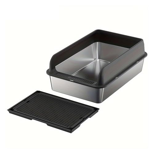 für mehrere Katzen, Geruchskontrolle Extra große Katzentoilette aus Edelstahl mit Deckel – geschlossene Katzentoilette mit hohen Seitenwänden, widerstandsfähige, auslaufsichere Katzenstreumatte(Dark G für mehrere Katzen, Geruchskontrolle Extra große Katzentoilette aus Edelstahl mit Deckel – geschlossene Katzentoilette mit hohen Seitenwänden, widerstandsfähige, auslaufsichere Katzenstreumatte(Dark G von TIEOAXFT