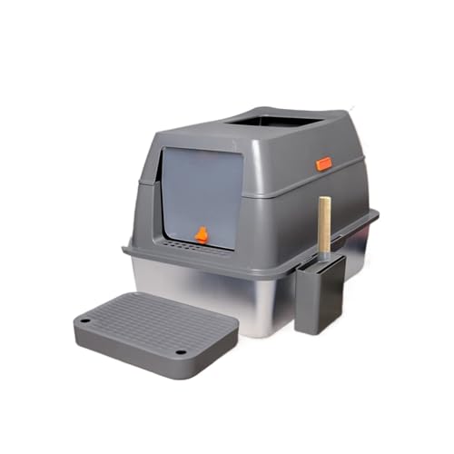 für mehrere Katzen, Geruchskontrolle Geschlossene Katzentoilette aus Edelstahl mit Deckel, extragroß, for große Katzen, Katzentoilette aus Metall, hohe Seitenwände für mehrere Katzen, Geruchskontrolle Geschlossene Katzentoilette aus Edelstahl mit Deckel, extragroß, for große Katzen, Katzentoilette aus Metall, hohe Seitenwände von TIEOAXFT