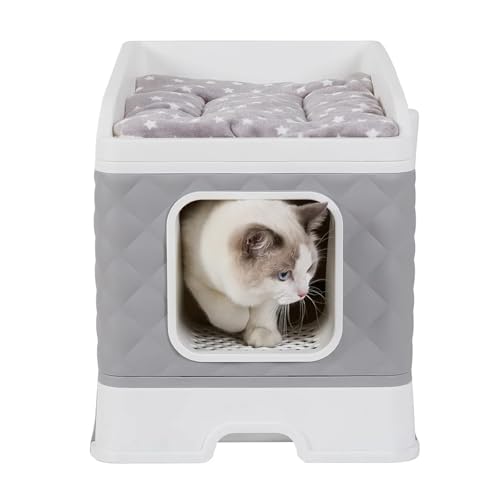 für mehrere Katzen, Geruchskontrolle Große Katzentoilette, Gehäuse, Toilette, Haustier, versteckter Schrank, Haus, Katzentoilette, Töpfchen mit oberer Kissenmatte, Bett und Streuschaufel für mehrere Katzen, Geruchskontrolle Große Katzentoilette, Gehäuse, Toilette, Haustier, versteckter Schrank, Haus, Katzentoilette, Töpfchen mit oberer Kissenmatte, Bett und Streuschaufel von TIEOAXFT