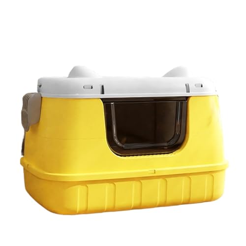 für mehrere Katzen, Geruchskontrolle Katzentoilette, komplett geschlossene Katzentoilette, spritzwassergeschützt und geruchsisolierend, extragroße Katzentoilette for größere Katzen(Yellow) von TIEOAXFT