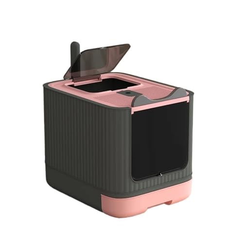 für mehrere Katzen, Geruchskontrolle Katzentoilette Übergroßes, spritzwassergeschütztes, vollständig geschlossenes Katzenklo, Sterilisationsschublade, Katzentoilette(Pink Deodorant.) von TIEOAXFT