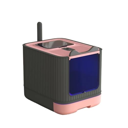 für mehrere Katzen, Geruchskontrolle Katzentoilette Übergroßes, spritzwassergeschütztes, vollständig geschlossenes Katzenklo, Sterilisationsschublade, Katzentoilette(Pink - Sterilized) von TIEOAXFT