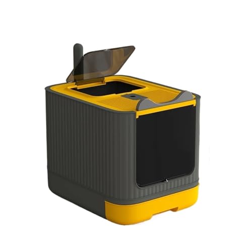für mehrere Katzen, Geruchskontrolle Katzentoilette Übergroßes, spritzwassergeschütztes, vollständig geschlossenes Katzenklo, Sterilisationsschublade, Katzentoilette(Yellow deodorizing.) von TIEOAXFT