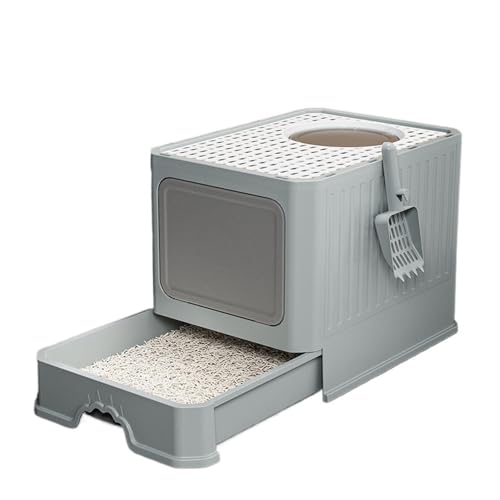 für mehrere Katzen, Geruchskontrolle Katzentoilette mit Deckel, faltbar, vollständig geschlossen, spritzwassergeschützt, mit Schaufel, Schubladentyp, leicht zu reinigende Katzentoilette für mehrere Katzen, Geruchskontrolle Katzentoilette mit Deckel, faltbar, vollständig geschlossen, spritzwassergeschützt, mit Schaufel, Schubladentyp, leicht zu reinigende Katzentoilette von TIEOAXFT