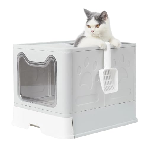 für mehrere Katzen, Geruchskontrolle Katzentoilette mit Fronteinstieg und Ausgang Oben, mit Schaufel und Schublade, faltbar, mit Haube, extragroß für mehrere Katzen, Geruchskontrolle Katzentoilette mit Fronteinstieg und Ausgang Oben, mit Schaufel und Schublade, faltbar, mit Haube, extragroß von TIEOAXFT