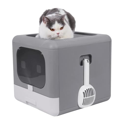 für mehrere Katzen, Geruchskontrolle Katzentoilette mit Schaufel und Tablett, Sieb, geschlossene, Faltbare Kätzchentoilette, abnehmbare Kotabdeckung, Fronteinstieg, Haustierbedarf für mehrere Katzen, Geruchskontrolle Katzentoilette mit Schaufel und Tablett, Sieb, geschlossene, Faltbare Kätzchentoilette, abnehmbare Kotabdeckung, Fronteinstieg, Haustierbedarf von TIEOAXFT