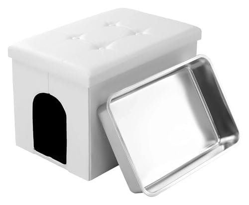 für mehrere Katzen, Geruchskontrolle Katzentoiletten-Gehäuse aus Edelstahl, verstecktes Möbelstück, große Waschraumbank, innen urindicht, leicht zu reinigen und zusammenzubauen,(White) von TIEOAXFT