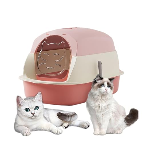 für mehrere Katzen, Geruchskontrolle Katzentoiletten mit Haube, Katzentoiletten mit Sandkasten und Abdeckung, Katzentoiletten mit Spritzschutz,(Pink) von TIEOAXFT