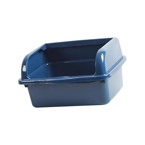 für mehrere Katzen, Geruchskontrolle Offene Haustiertoilette, Katzentoilette mit hohen Seitenwänden, leicht zu verschließen(Large Blue) von TIEOAXFT