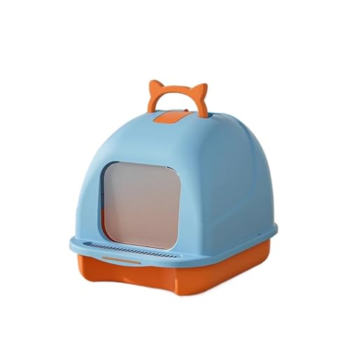 für mehrere Katzen, Geruchskontrolle Vollständig geschlossene Katzentoilette, große Katzentoilette, spritzschutz- und desodorierende Toilette, Haustierbedarf(Bay Blue) von TIEOAXFT