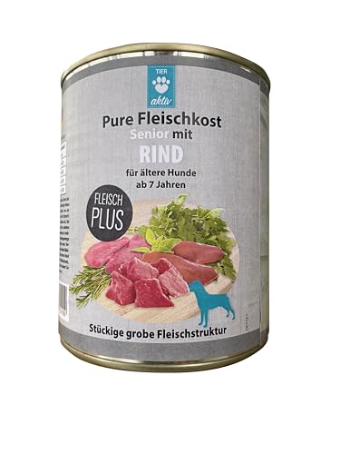 TIER aktiv Pure Fleischkost Senior mit Rind Hundefutter Dose Nassfutter (12x800 g) von TIER aktiv