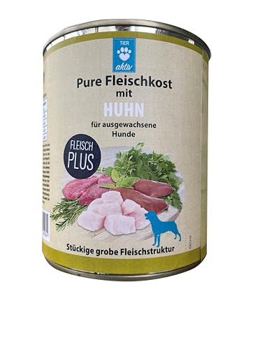 TIER aktiv Pure Fleischkost mit Huhn Hundefutter Dose Nassfutter (12x800 g) von TIER aktiv