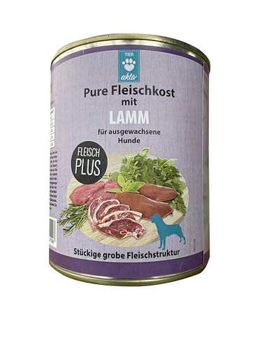 TIER aktiv Pure Fleischkost mit Lamm Hundefutter Dose Nassfutter (12x800 g) von TIER aktiv