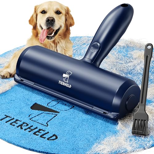 TIERHELD® Tierhaarentferner für Kleidung, Sofa, Auto - Fusselrolle Tierhaare wiederverwendbar - Katzenhaarentferner - Hundehaare entfernen - Tierhaarbürste - Fusselbürste Tierhaare - Lint Roller von TIERHELD