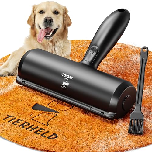 TIERHELD Tierhaarentferner Bürste - Extra Starke Fusselrolle Tierhaare - 100% effizient Katzenhaare & Hundehaare entfernen für Couch Bett Teppich UVM - Wiederverwendbare Fusselrolle für Tierhaare von TIERHELD