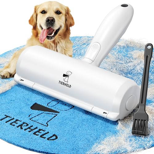 TIERHELD® Tierhaarentferner für Kleidung, Sofa, Auto - Fusselrolle Tierhaare wiederverwendbar - Katzenhaarentferner - Hundehaare entfernen - Tierhaarbürste - Fusselbürste Tierhaare - Lint Roller von TIERHELD