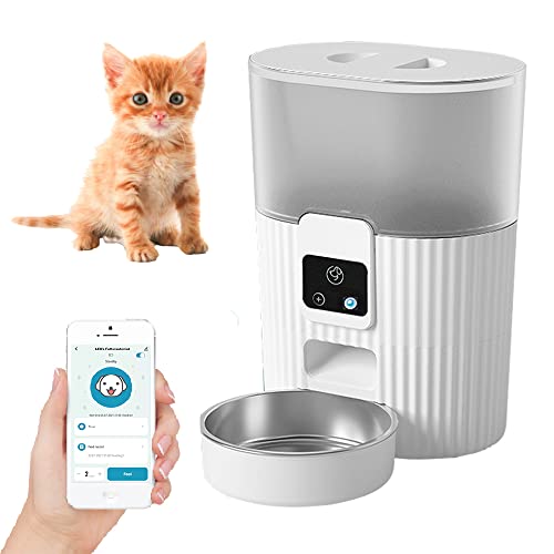 Smart Futterautomat für Katze, WiFi Katzenfutterautomat mit App-Steuerung, transparente Futterbehälter: Füllstand Immer im Blick von TIERISCH SMART