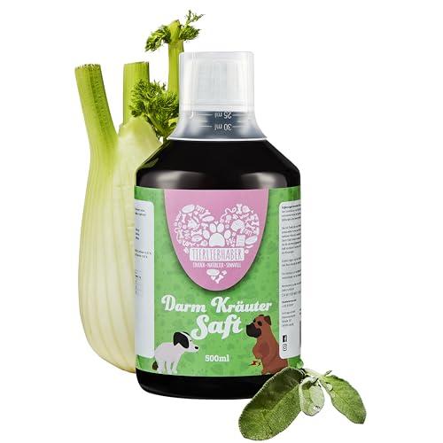Darmkräuter Saft für Hunde 500ml – 100% natürliche Kräutermischung aus Anis, Fenchel, Kamille & mehr – Beruhigt Magen-Darm-Probleme wie Blähungen und Bauchweh – Für eine gesunde Verdauung von TIERLIEBHABER