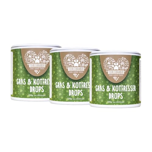 TIERLIEBHABER – Gras- & Kotfresser Drops für Hunde – bei Fressen von Gras & KOT – beruhigt den Magen & reduziert Sodbrennen – Grasfresser Drops mit Heilerde, Anis & Fenchel (3X 350g | ca. 450 Drop) von TIERLIEBHABER