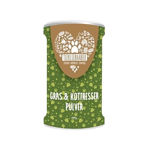TIERLIEBHABER – Gras- & Kotfresser Pulver für Hunde – bei Fressen von Gras & KOT – beruhigt den Magen & reduziert Sodbrennen – Grasfresser Pulver mit Heilerde, Anis & Fenchel (200g) von TIERLIEBHABER