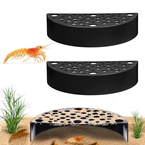 TIESOME 2 Stück Garnelen Versteck aus Plastik, Kreative Garnelen Verstecke Unterirdisch Halbkreis Höhle ABS Aquarium Zubehör für Kleine Fische zum Spielen Ausruhen(Schwarz) von TIESOME