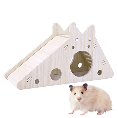 TIESOME Mini Hamsterhaus mit Leiter und Rutsche, small Hamsterspielzeug Versteck Hütte Ratte Versteck Kleintieraktivität Spielzeug DIY Hamsterkäfig Zubehör für kleine Haustiere (7.08x2.75x3.74in) von TIESOME