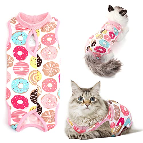 TIESOME Katze chirurgische Erholung Anzug, Kragen Alternative für Katzen Hunde nach der Operation tragen Pyjama-Anzug Home Indoor Haustiere Kleidung Doughnut (M) von TIESOME