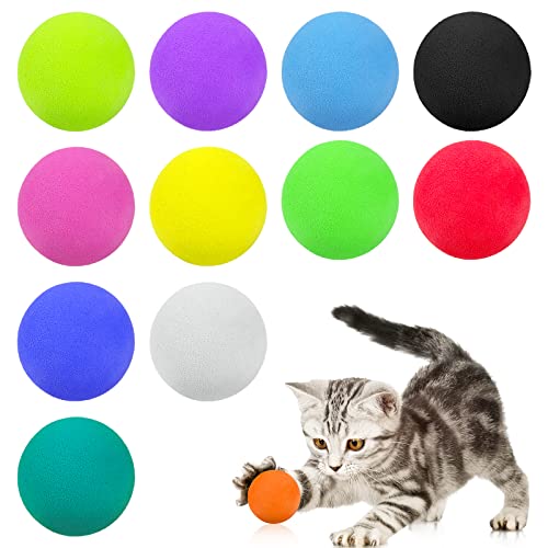 TIESOME Katzenspielzeug Bälle, 12 Pcs interaktive Kätzchen Spielzeug Katze Bälle für Indoor-Kätzchen Schaumstoff interaktive Katze Spielzeug Schwamm Spielen Ball Spielzeug（Durchmesser 4cm） von TIESOME