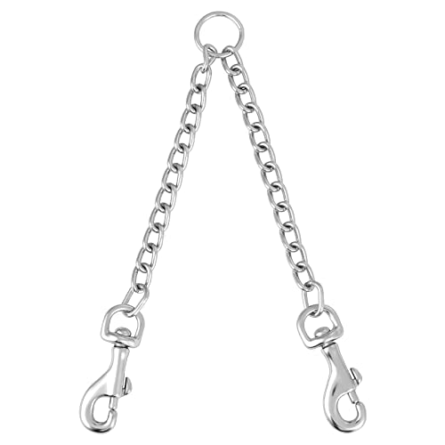 TIESOME Metal Double Dog Leash, Double Leash for Dogs Walking Training 360° Rotation Two Dog Splitter, Comfortable Chew Proof Dual Dog Leash Extension Splitter (2.5mm x 40cm) von TIESOME